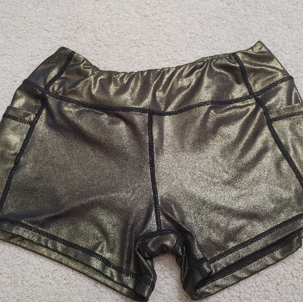 Gold sparkle booty shorts